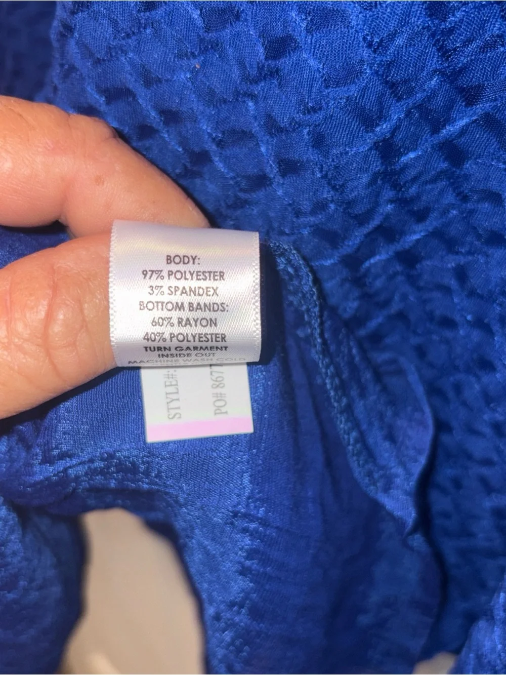 Kim Rogers Royal Blue Long Sleeve Textured Women's lined Top in large